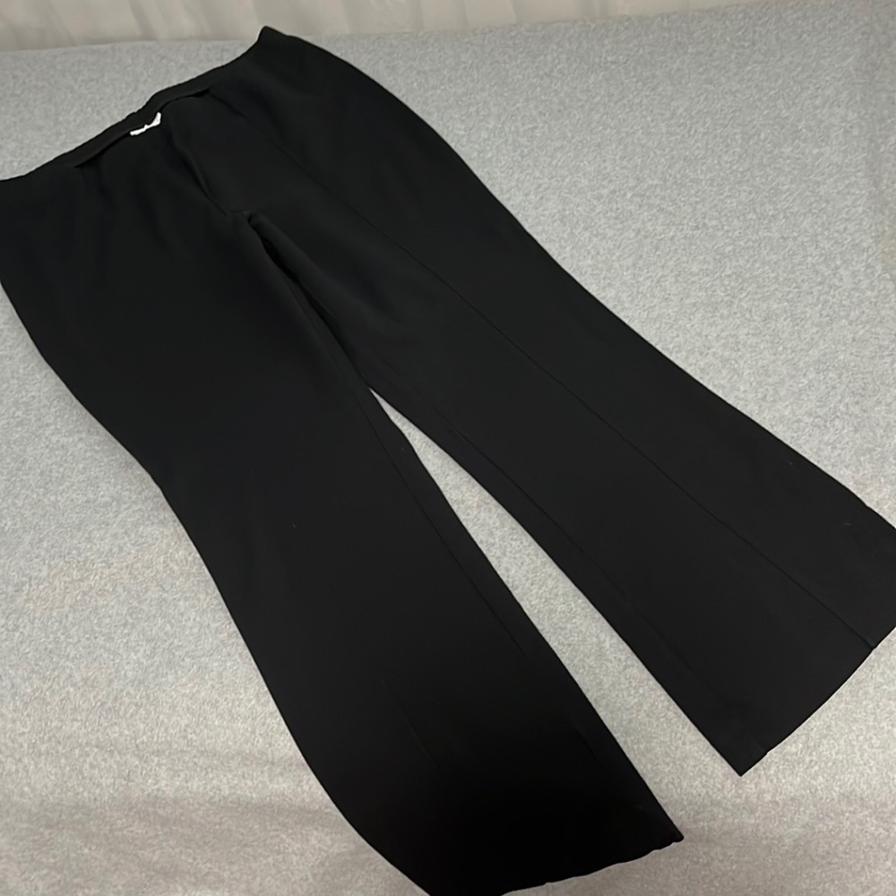Womens Black Ponte Pants Large Bootcut Pullup Stretch Office Career